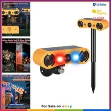 Solar Motion Sensor Alarm 130dB Dual Speakers Red Blue LED Strobe 13 Sounds