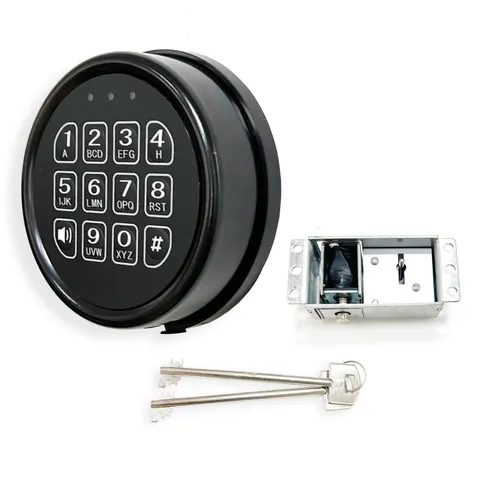 Electronic Keypad Lock Replacement for Gun Safe - Black Keypad & Solenoid Overri