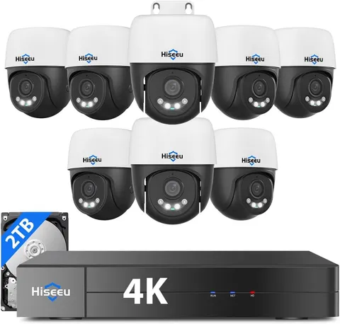 [4K+360° View]  4K Poe Security Camera System, 8Pcs 8MP Poe PTZ Wired Camera Out