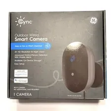 GE Cync Outdoor Smart Wired Camera Home Security, Black