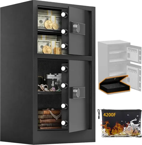 8.6 Cuft Heavy Duty Dual Door Safe Box W/ Hidden Lock Box,Fireproof Waterproof