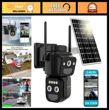 Wireless Outdoor Solar Security Cameras - 360° View, Motion Detection, IP65 Weat