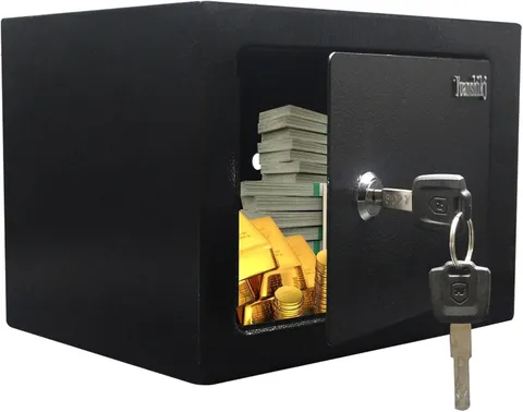 Steel Small Safe Lock Box with Key Security, 0.23 Cu Ft, Black |