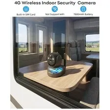 Battery Powered 4G Indoor Camera with Motion Detection