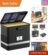 Fireproof File Box with Lock, Document Box Storage Organizer, Suitable for Ha...