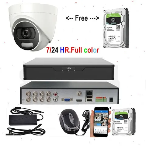 Uniview 4K 8CH  Hybrid 4N1 Network DVR FREE DAY NIGHT FULL COLOR CAMERA +HDD
