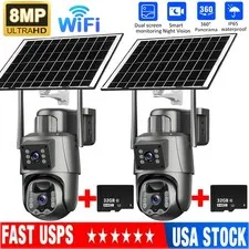 1/2x 8MP HDSolar Battery Powered Wireless WiFi Outdoor Home Security Camera CCTV
