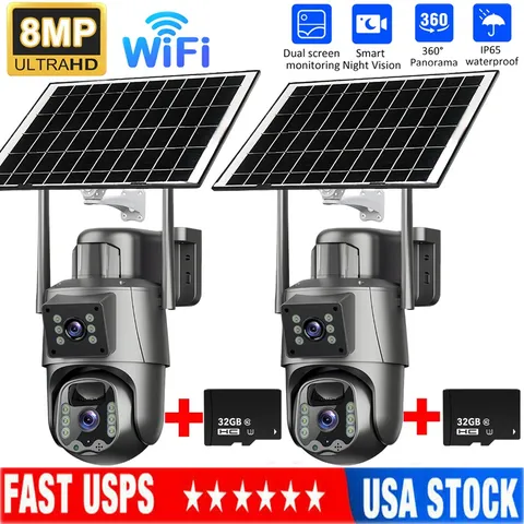 1/2x 8MP HDSolar Battery Powered Wireless WiFi Outdoor Home Security Camera CCTV