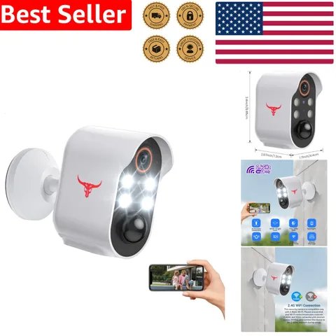 Wireless Security Camera 1080p AI Detection Color Night Vision 2-Way Talk Home