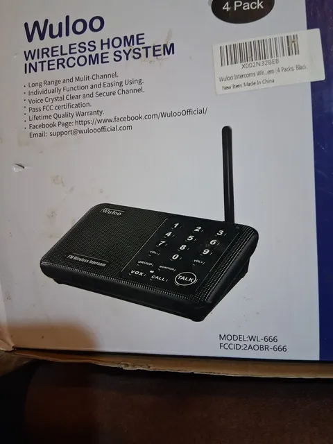 Wuloo Wireless Home Intercom System : 2 Pack - WL-666 - Black