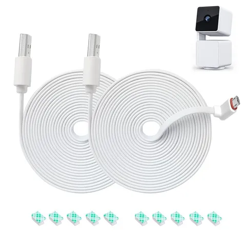 Weatherproof Micro USB Power Extension Cable For Wyze Cam Pan V3 White 2PK