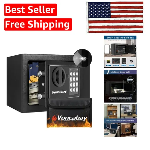 Fireproof Money Safe Box with Sensor Light & Digital Keypad - 0.23 Cubic Feet