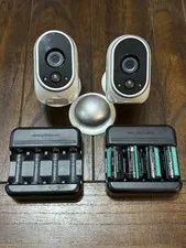2 Arlo NETGEAR VMC3030 Add-on HD Security Cameras with Mounts & (4) Batteries