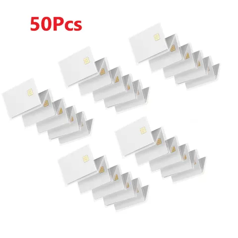 50Pcs ISO7816 Contact SLE 4442 Chip PVC Smart White IC Cards For Rental