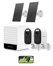 Wireless Outdoor Security Camera System, 2 PCS 2K/4MP Solar Cameras