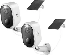 Solar Security Camera Outdoor Wireless 2 Pack, 2K Color Night Vision, Battery Po