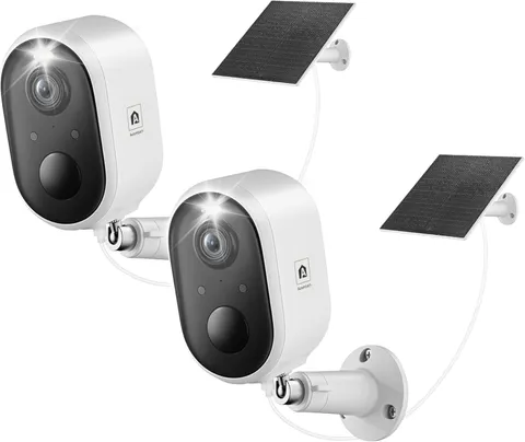 Solar Security Camera Outdoor Wireless 2 Pack, 2K Color Night Vision, Battery Po