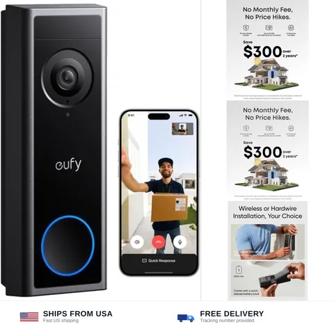 eufy Security Video Doorbell C31, 2K FHD, Battery or Wired, No Subscription |...