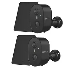 2 Pack Wireless Security Cameras Outdoor WiFi Solar Battery Powered 2 Way Audio