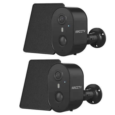2 Pack Wireless Security Cameras Outdoor WiFi Solar Battery Powered 2 Way Audio