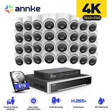 ANNKE 32CH 12MP NVR 4K POE AI Security Camera System Audio Recording Color Night