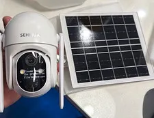 SEHMUA Solar Powered Outdoor Wireless PTZ Surveillance Camera, White