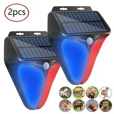 2PKS Solar Alarm LED Light with Strobe Light Motion Sensor Detector Outdoor