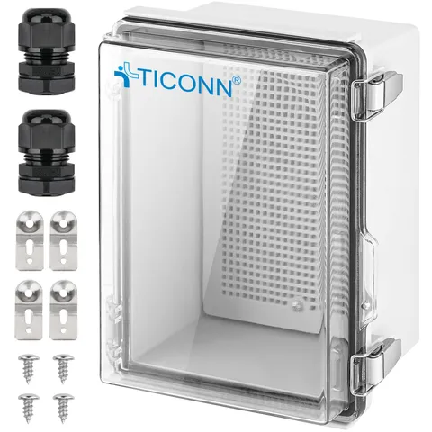 TICONN Outdoor Electrical Box Waterproof, 8.7"x6.7"x4.3", Transparent Cover