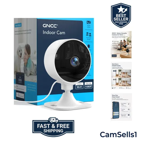 2.4GHz Indoor Security Camera for Home, 1080P Baby & Pet Cam, 1-Pack | Baby &...