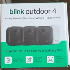 Blink Outdoor 4 3-Camera Wireless Battery System w/ Sync Module 1080p Black