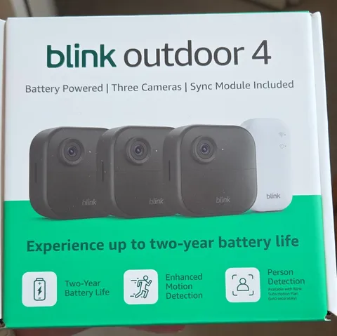Blink Outdoor 4 3-Camera Wireless Battery System w/ Sync Module 1080p Black