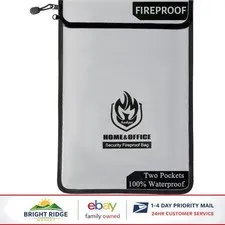Fire Resistant Document Storage Bag with Easy Access Dual Zipper Closure