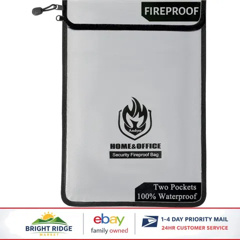 Fire Resistant Document Storage Bag with Easy Access Dual Zipper Closure