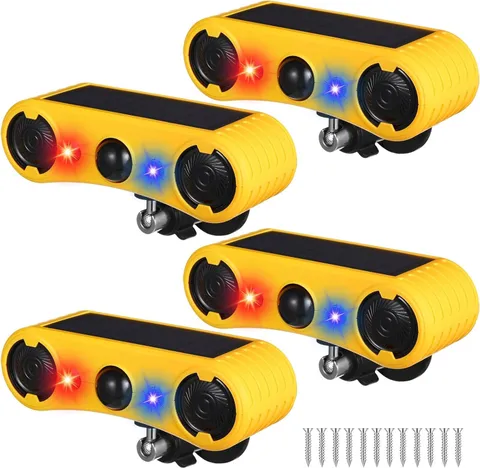 Solar Outdoor Motion Sensor Alarm 2 X 129Db Loud Noise Maker 13 Sound Detector S