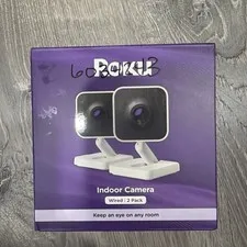 Roku Indoor Wired Security Cameras 2-Pack 1080p HD WiFi 6, Motion & Sound Alerts