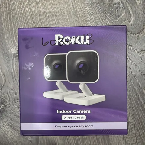 Roku Indoor Wired Security Cameras 2-Pack 1080p HD WiFi 6, Motion & Sound Alerts