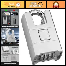 Heavy Duty Outdoor Padlock - 8mm Thick Shackle, Cut & Pry Resistant, Hidden Code