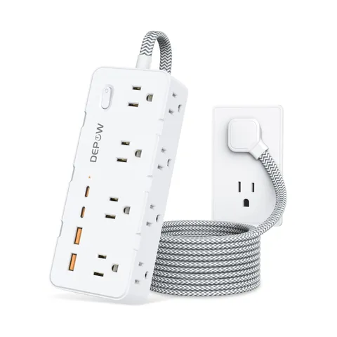 Power Strip Surge Protector, 5FT Braided Extension Cord with Multip... Fast Ship