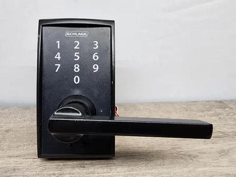 Schlage Matte Black Century Electronic Deadbolt Lock (Lever with Keypad only)