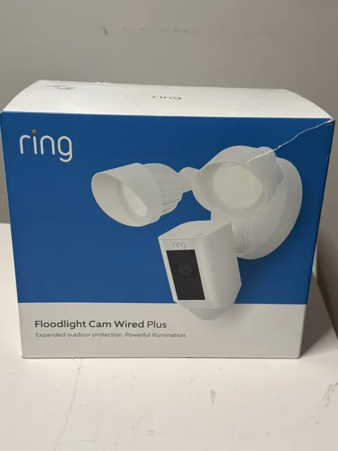 Ring Floodlight Cam Plus Outdoor Wired 1080p FHD Surveillance Camera White 