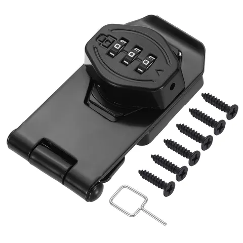 Keyless Cabinet Combination Lock 3", 3-Digit Password Hasp Lock Black