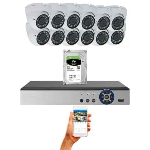 Evertech 12 High Def Security Camera System 2TB HDD Recording Remote Monitoring