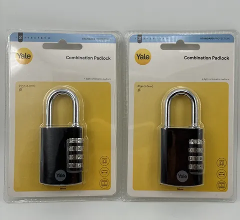 Yale 2 Pack 4 Digit Combination Lock Heavy Duty Padlock Waterproof Outdoor Lock