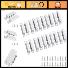 Magnetic Reed Switch Door Window Alarm Sensor - NC/NO Contact, 10 Pack, White