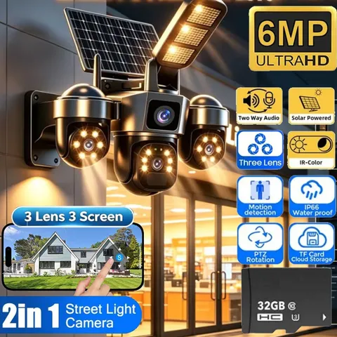 6MP Solar Security WiFi Camera With Lighting Outdoor Night Vision Surveillance