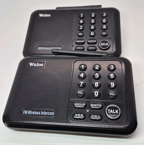 Wuloo FM Wireless Intercom System  1 Mile Range  10-Channel 2 Pk, No Power Suppl