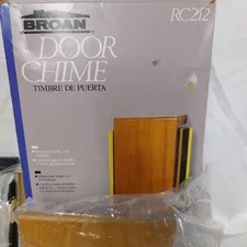Broan Door Chime RC212 Real Wood 2 Tone Vintage Doorbell Kit With Door Bell NOS