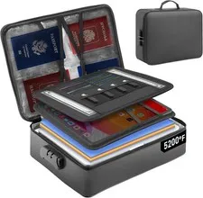 5200�F Fireproof Document Bag with Lock - Heat-Insulated Fireproof Document B...