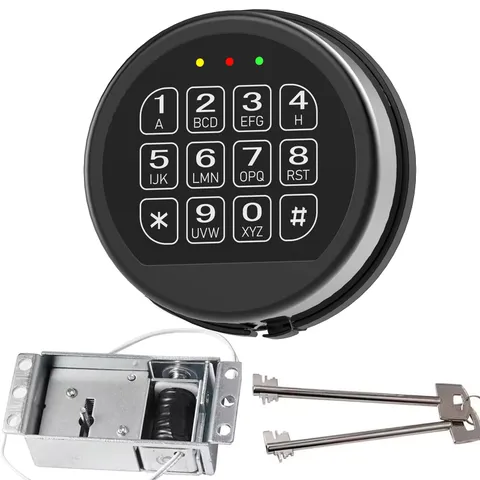 Safe Lock with 2 Override Keys & Solenoid Black Keypad Safe Electronic Safe L...