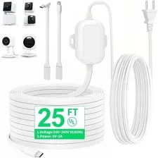 25FT Outdoor Power Adapter for WYZE Pan V3/ V4/ Duo Cam Pan, Cam V4/ V3/ Cam OG,